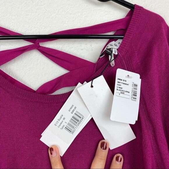 NWT Sandro Silk Blend Light Weight Pink Sweater W/ Criss Cross US 8 - Picture 7 of 10